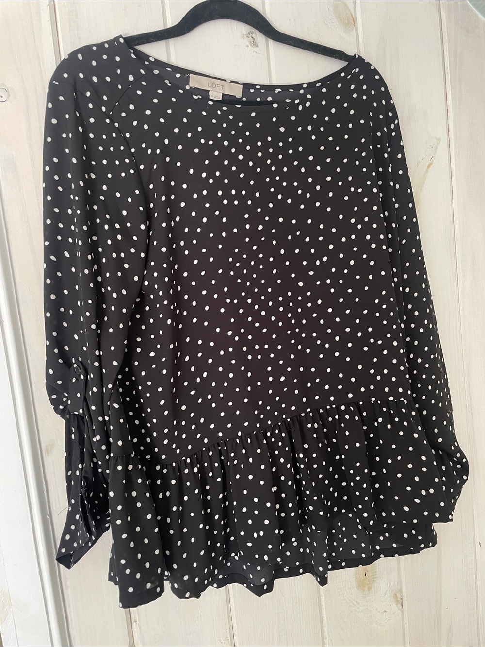 Loft Long-sleeve Blouse with Ruffled Hem